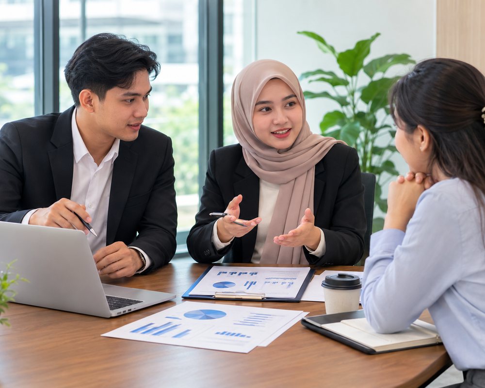 Business advisors discussing strategy in a meeting